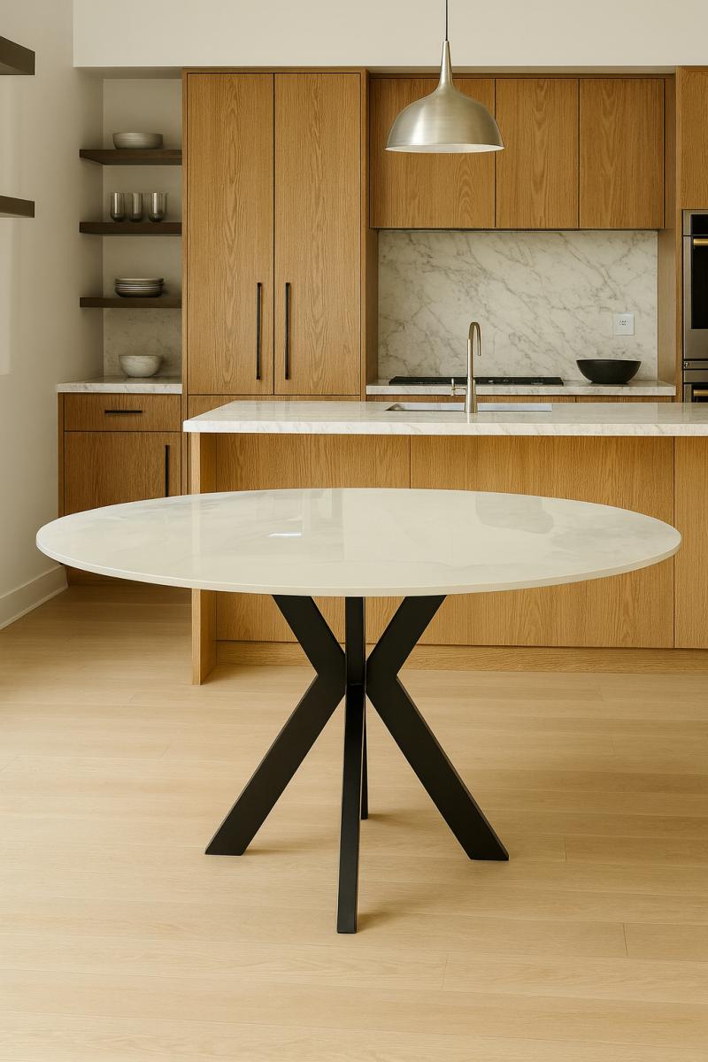 BK-Milan Round Dining Table (1.1/1.3m) — Dining Tables handmade to order by Langham Furniture, image 1 of 5