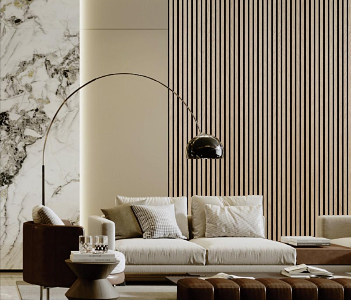 Wall Panel 01A - Natural Oak - Acoustic - 240cm - (1 pack / 4pcs) — Slat & Acoustic Panels handmade to order by Langham Furniture, image 1 of 4