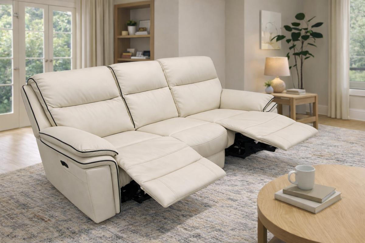 Montana Ivory Recliner Sofa (3+2+1) — Sofas handmade to order by Langham Furniture, image 1 of 7