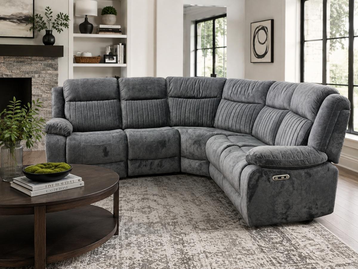Rose Charcoal 2+1 Recliner Corner Sofa (Additional Consoles and Seats) — Sofas handmade to order by Langham Furniture, image 2 of 8
