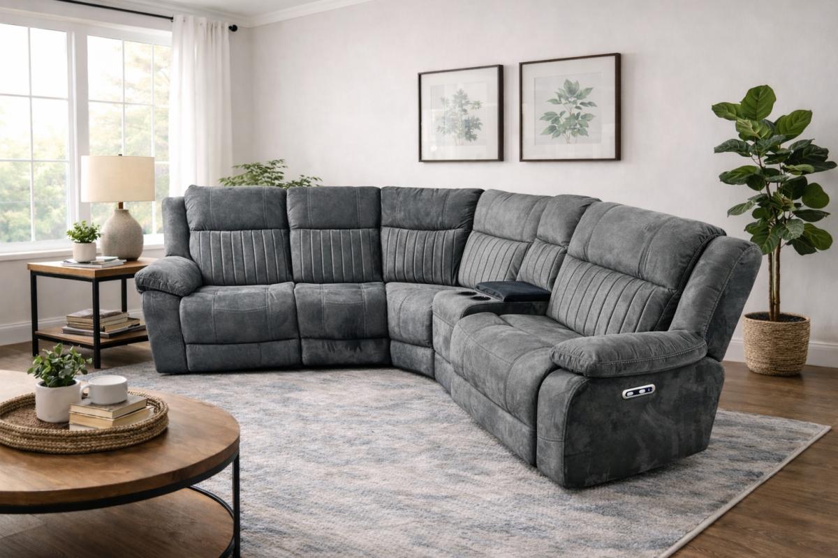 Rose Charcoal 2+1 Recliner Corner Sofa (Additional Consoles and Seats) — Sofas handmade to order by Langham Furniture, image 3 of 8