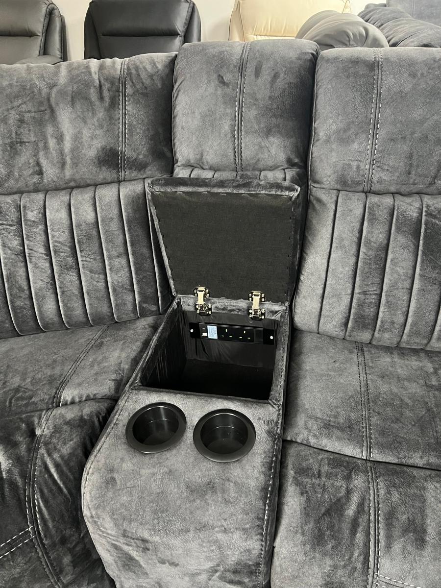 Rose Charcoal 2+1 Recliner Corner Sofa (Additional Consoles and Seats) — Sofas handmade to order by Langham Furniture, image 7 of 8
