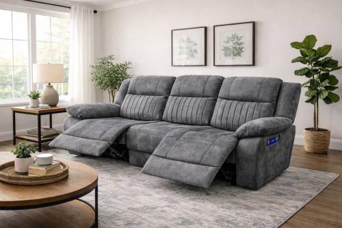 Rose Charcoal E-Recliner Sofa (3+2+1) — Sofas handmade to order by Langham Furniture