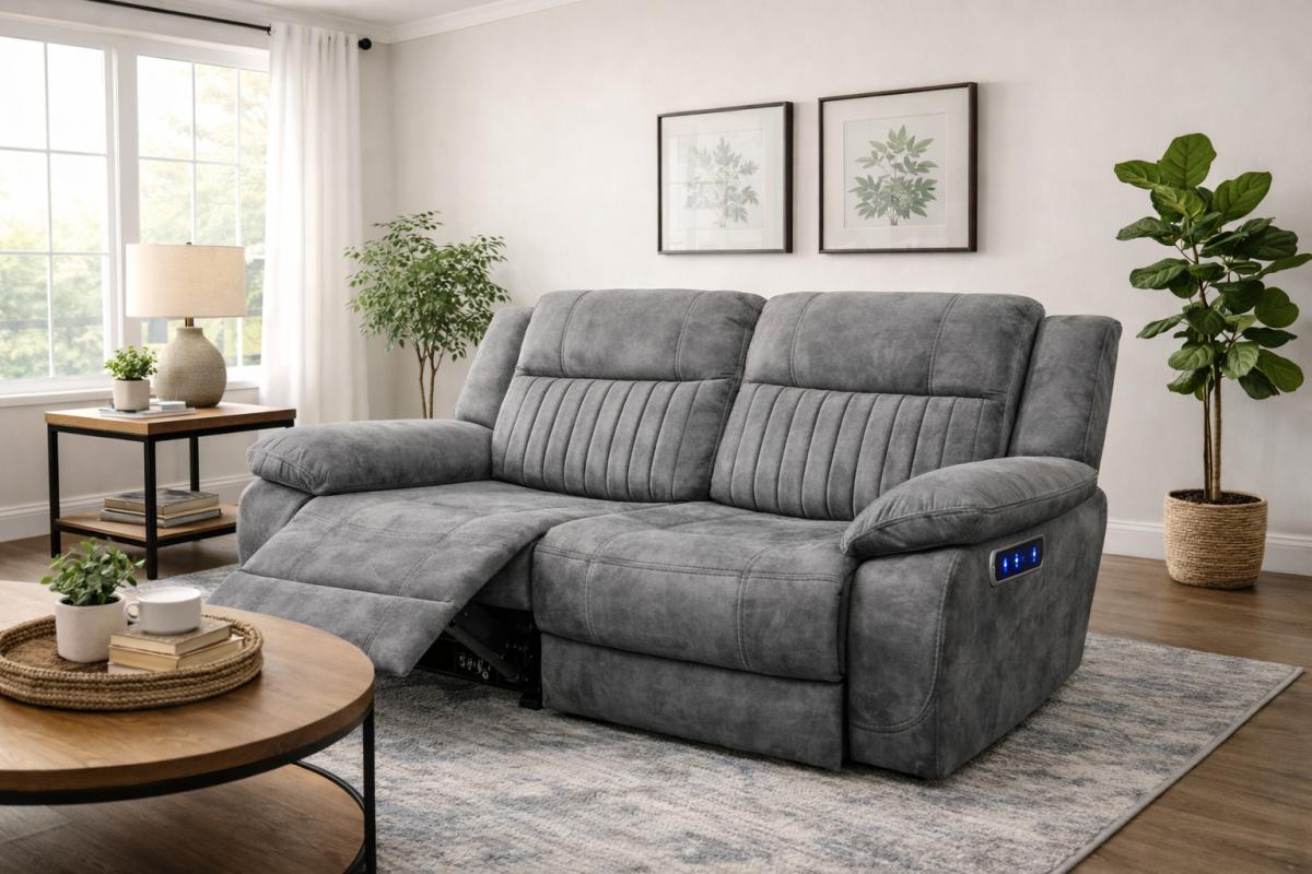 Rose Charcoal E-Recliner Sofa (3+2+1) — Sofas handmade to order by Langham Furniture, image 7 of 20