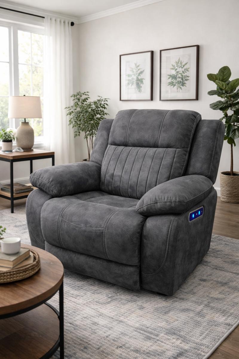 Rose Charcoal E-Recliner Sofa (3+2+1) — Sofas handmade to order by Langham Furniture, image 13 of 20