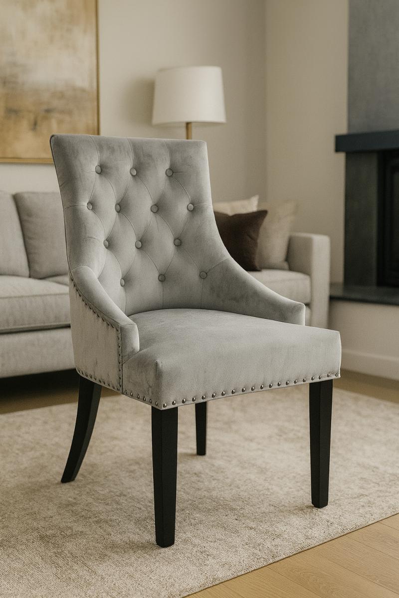 Cheshire Chair (Black Ring Knocker/Black Legs) — Dining Chairs handmade to order by Langham Furniture, image 1 of 10