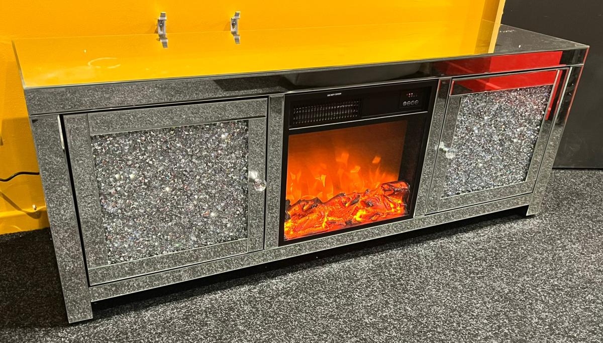 Roma TV Unit With Heater — Mirrored Furniture handmade to order by Langham Furniture, image 7 of 7