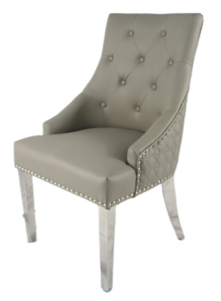 Roma PU Chair (Ring Knocker/Chrome Legs) — Dining Chairs handmade to order by Langham Furniture, image 2 of 17