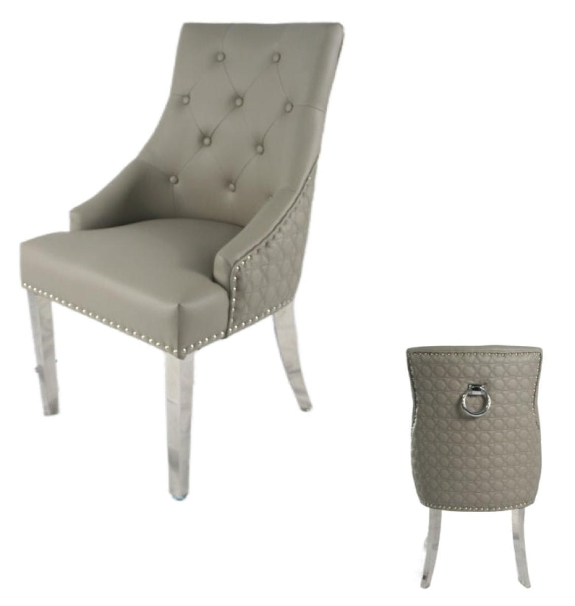 Roma PU Chair (Ring Knocker/Chrome Legs) — Dining Chairs handmade to order by Langham Furniture, image 3 of 17