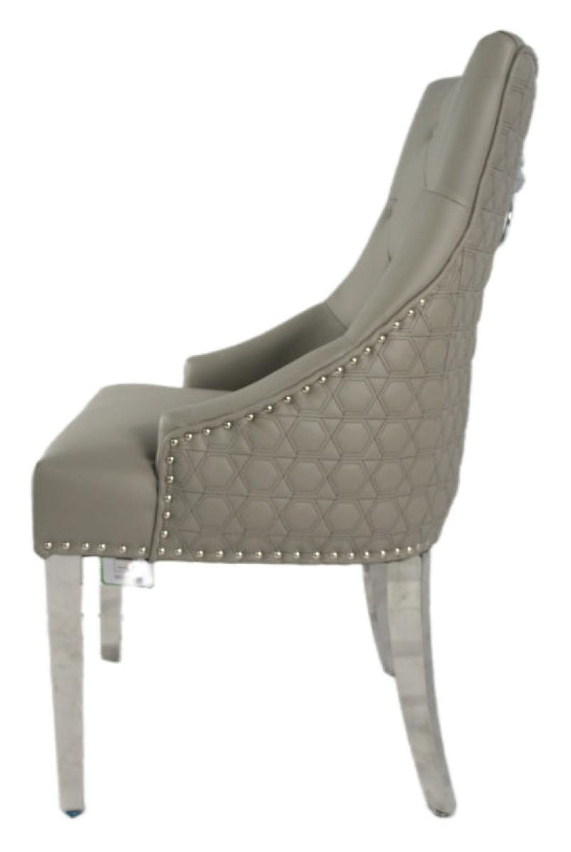 Roma PU Chair (Ring Knocker/Chrome Legs) — Dining Chairs handmade to order by Langham Furniture, image 4 of 17