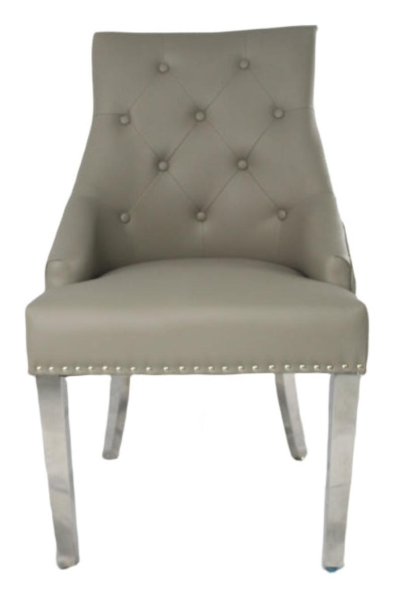 Roma PU Chair (Ring Knocker/Chrome Legs) — Dining Chairs handmade to order by Langham Furniture, image 5 of 17