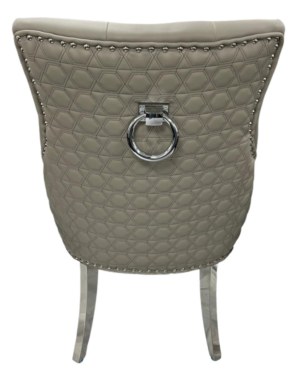 Roma PU Chair (Ring Knocker/Chrome Legs) — Dining Chairs handmade to order by Langham Furniture, image 7 of 17