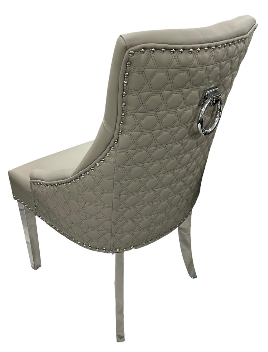 Roma PU Chair (Ring Knocker/Chrome Legs) — Dining Chairs handmade to order by Langham Furniture, image 8 of 17