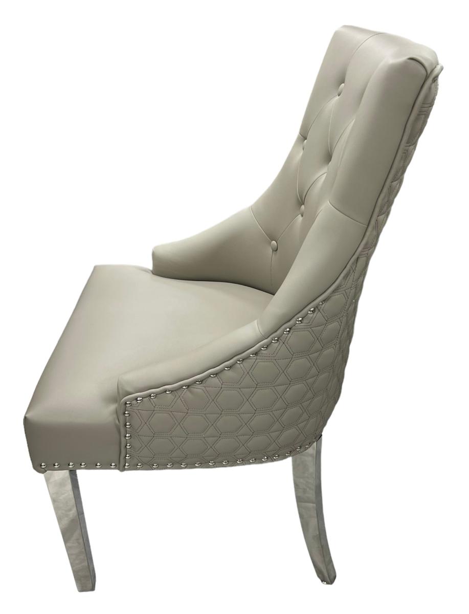 Roma PU Chair (Ring Knocker/Chrome Legs) — Dining Chairs handmade to order by Langham Furniture, image 9 of 17