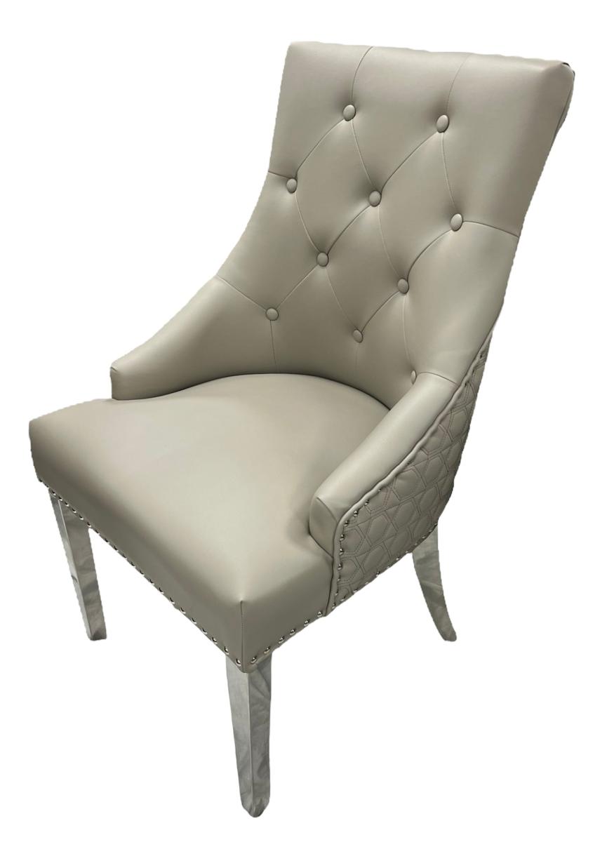 Roma PU Chair (Ring Knocker/Chrome Legs) — Dining Chairs handmade to order by Langham Furniture, image 10 of 17