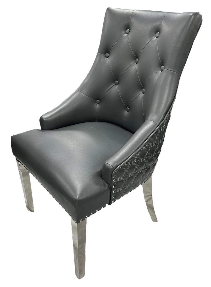 Roma PU Chair (Ring Knocker/Chrome Legs) — Dining Chairs handmade to order by Langham Furniture, image 14 of 17