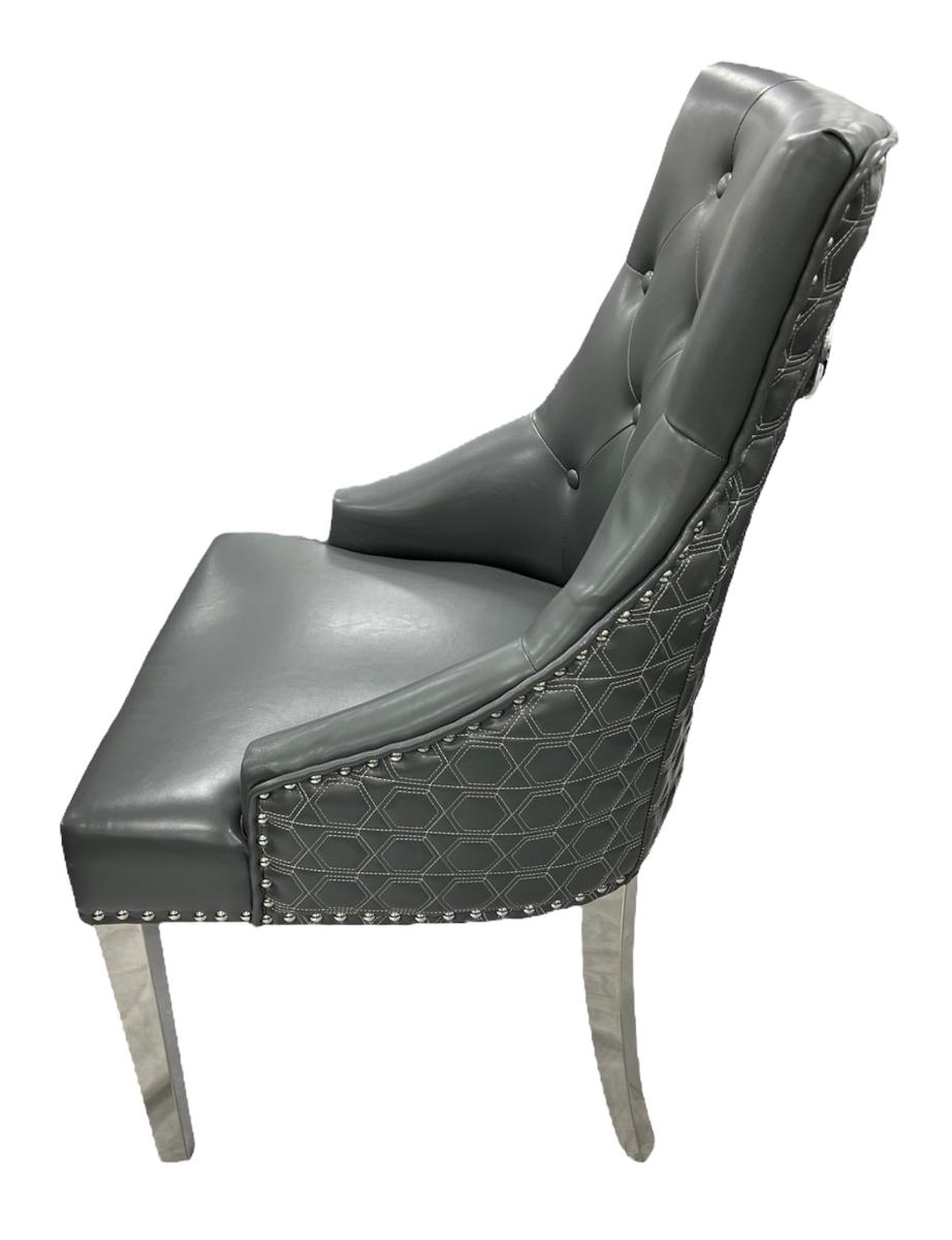 Roma PU Chair (Ring Knocker/Chrome Legs) — Dining Chairs handmade to order by Langham Furniture, image 15 of 17