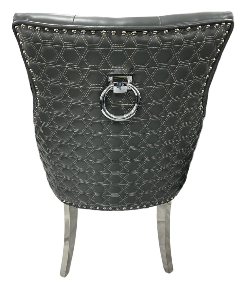 Roma PU Chair (Ring Knocker/Chrome Legs) — Dining Chairs handmade to order by Langham Furniture, image 17 of 17