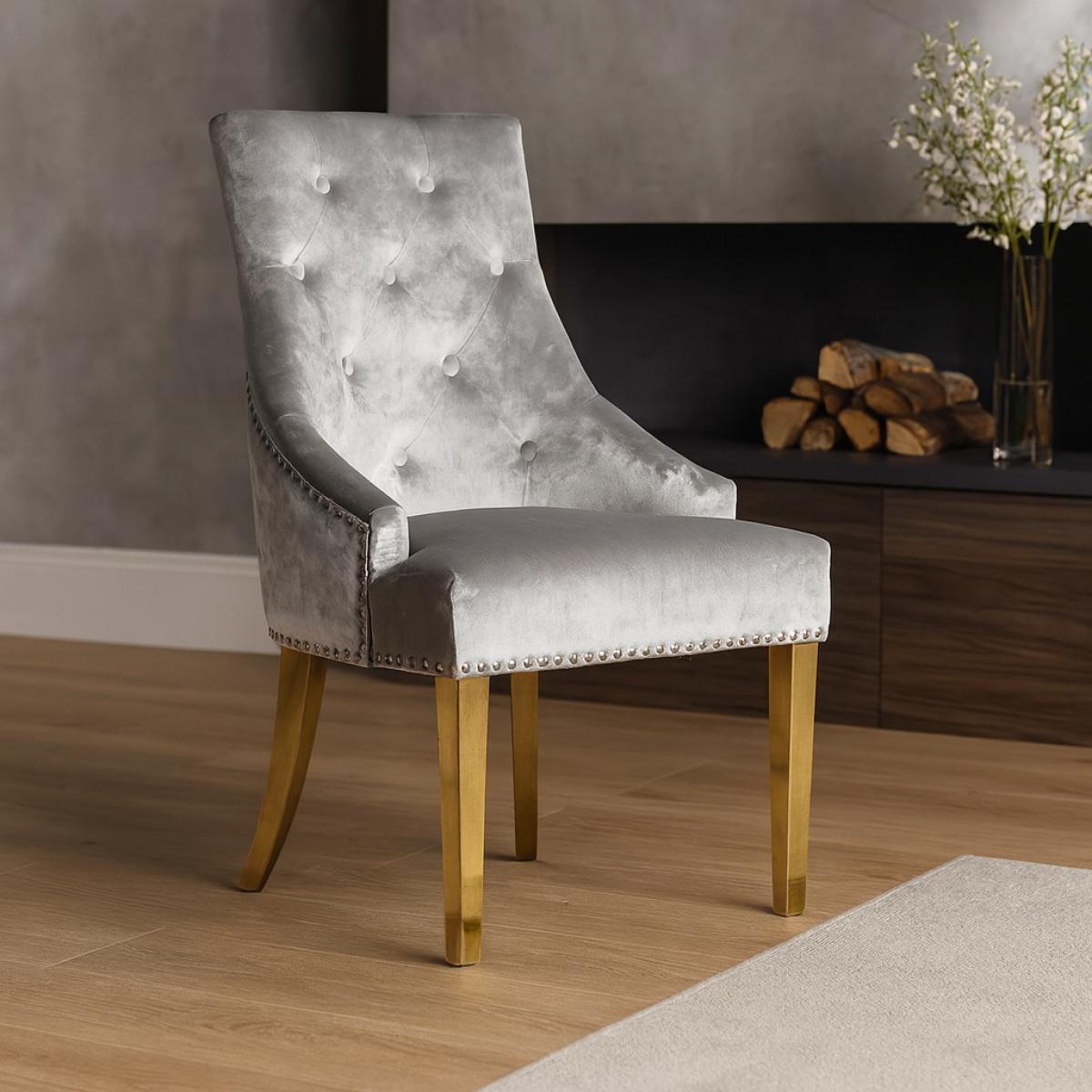 G-Roma Chair (Lion Knocker/Gold Legs) — Dining Chairs handmade to order by Langham Furniture, image 2 of 15