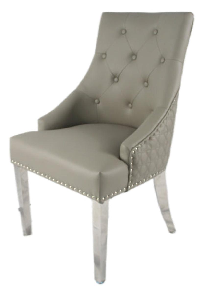Roma PU Chair (Lion Knocker/Chrome Legs) — Dining Chairs handmade to order by Langham Furniture, image 2 of 17
