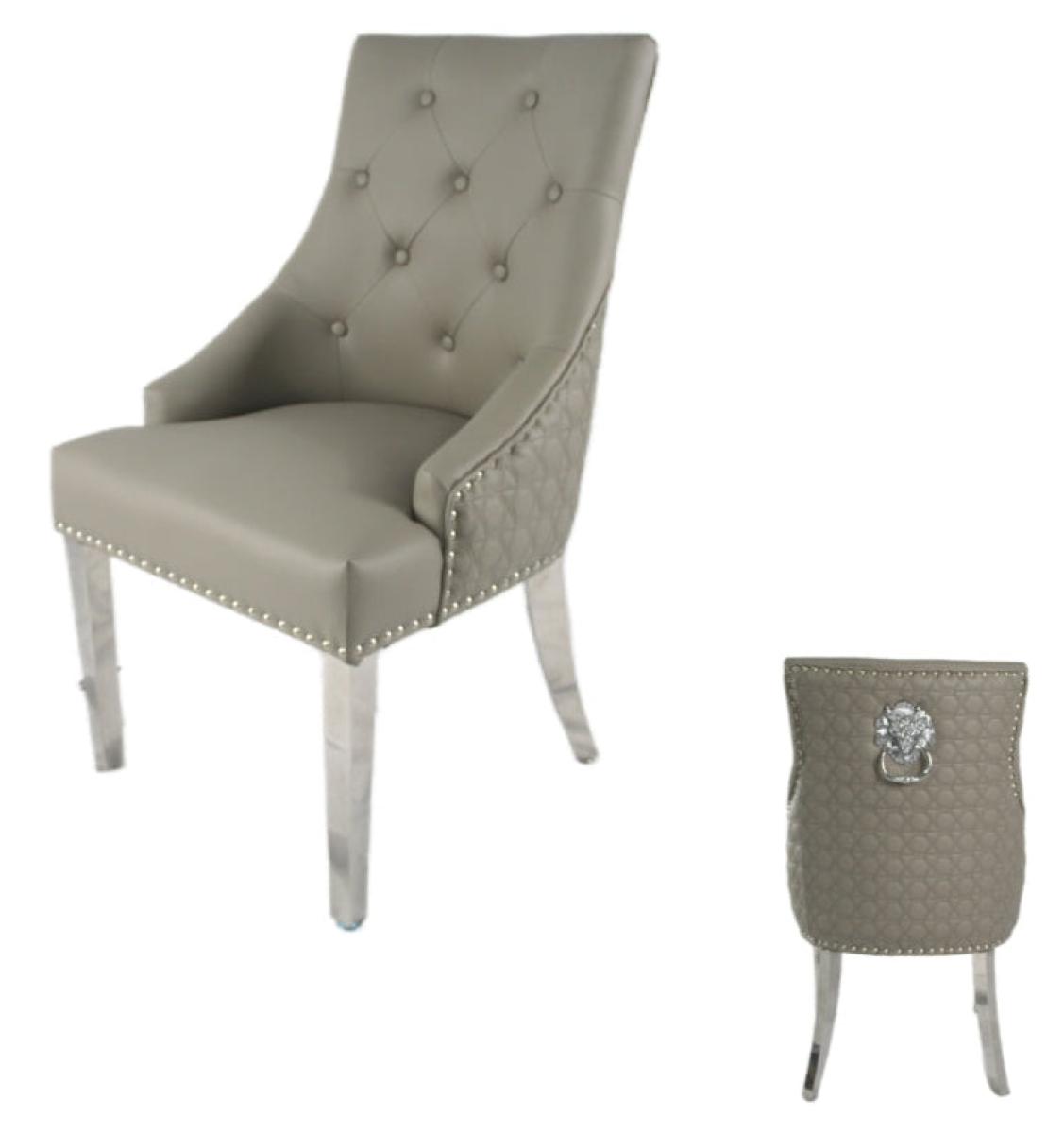 Roma PU Chair (Lion Knocker/Chrome Legs) — Dining Chairs handmade to order by Langham Furniture, image 3 of 17