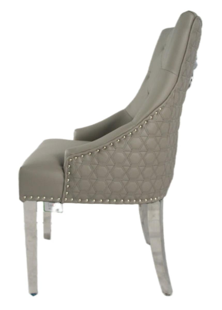Roma PU Chair (Lion Knocker/Chrome Legs) — Dining Chairs handmade to order by Langham Furniture, image 4 of 17