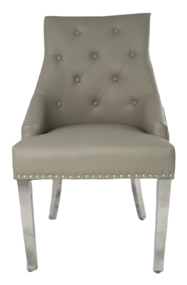 Roma PU Chair (Lion Knocker/Chrome Legs) — Dining Chairs handmade to order by Langham Furniture, image 5 of 17