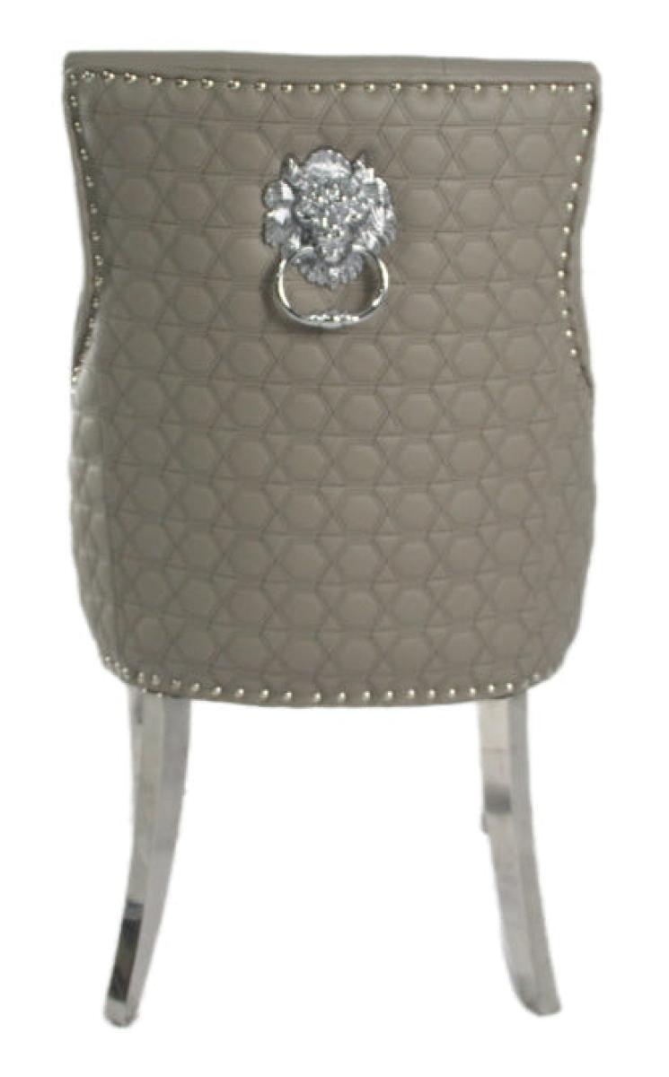 Roma PU Chair (Lion Knocker/Chrome Legs) — Dining Chairs handmade to order by Langham Furniture, image 6 of 17