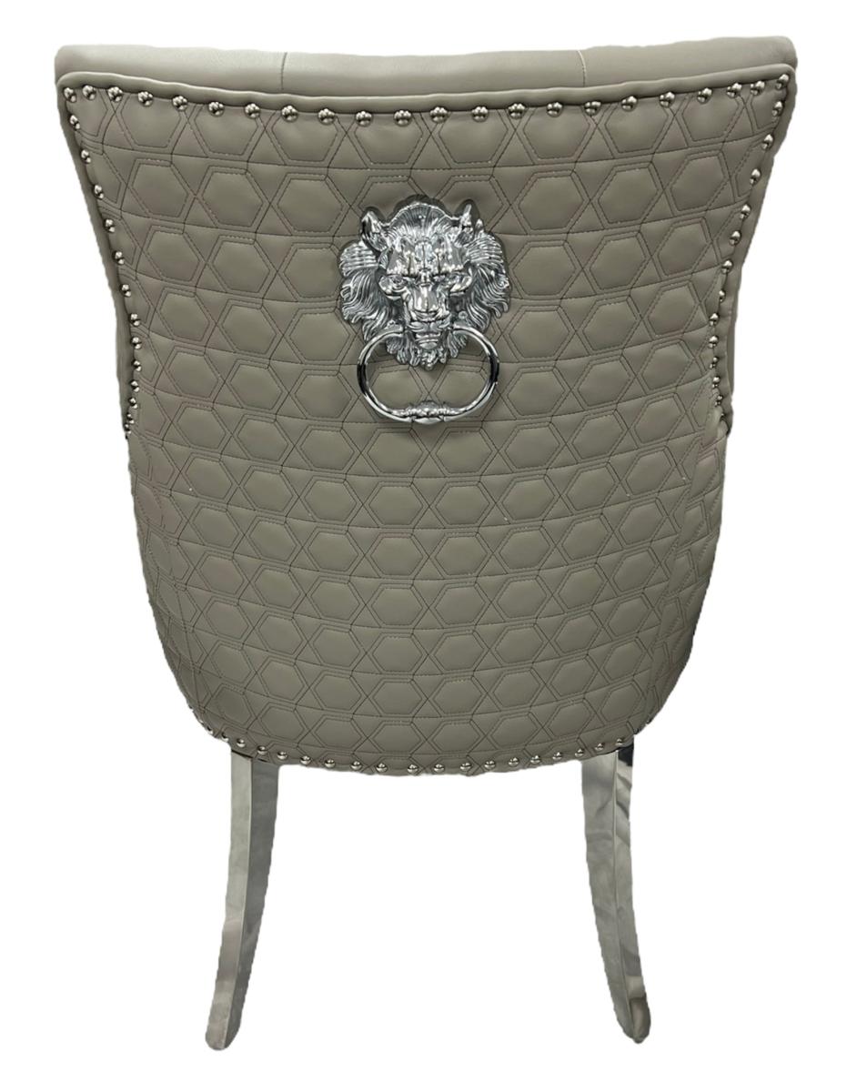 Roma PU Chair (Lion Knocker/Chrome Legs) — Dining Chairs handmade to order by Langham Furniture, image 7 of 17