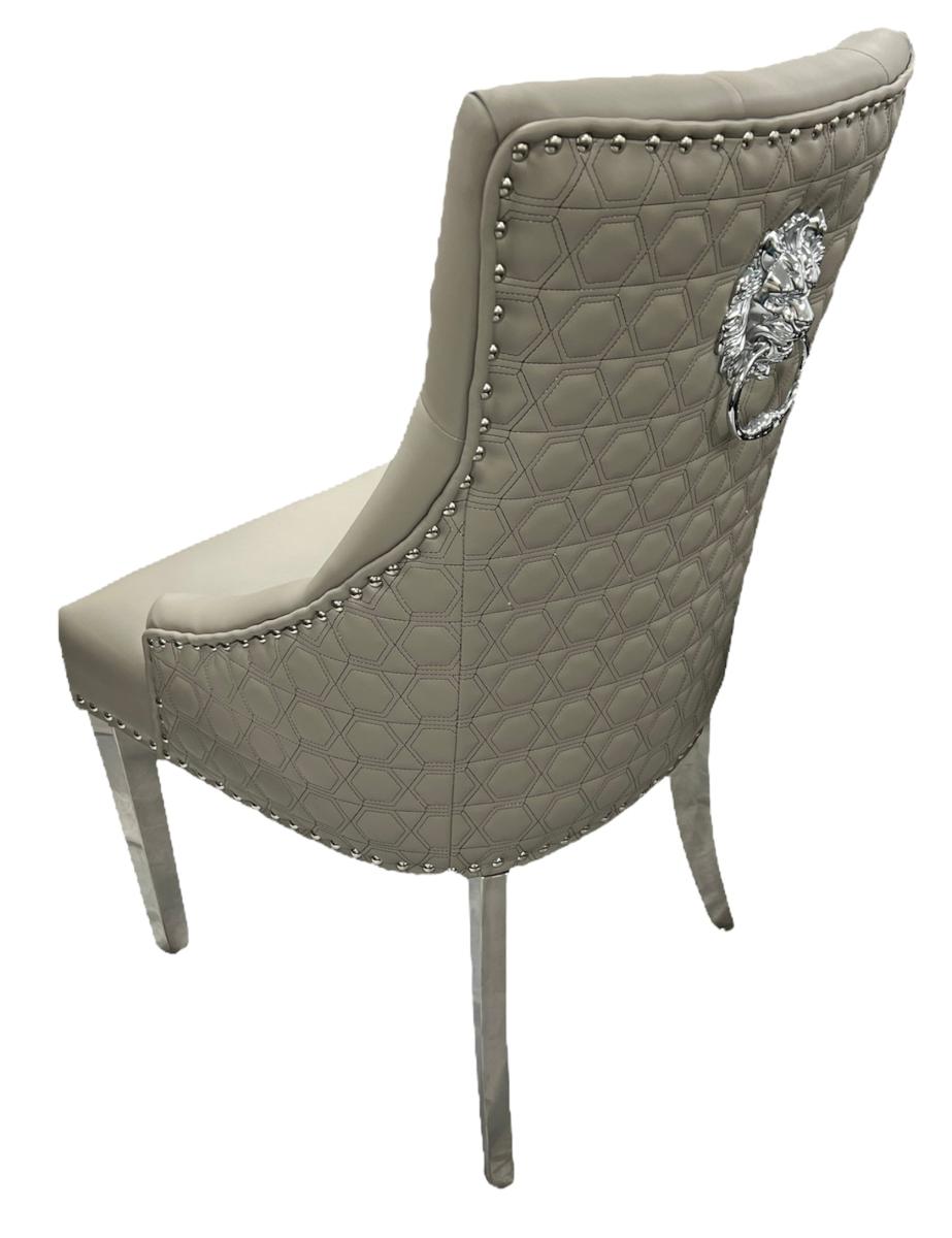 Roma PU Chair (Lion Knocker/Chrome Legs) — Dining Chairs handmade to order by Langham Furniture, image 8 of 17