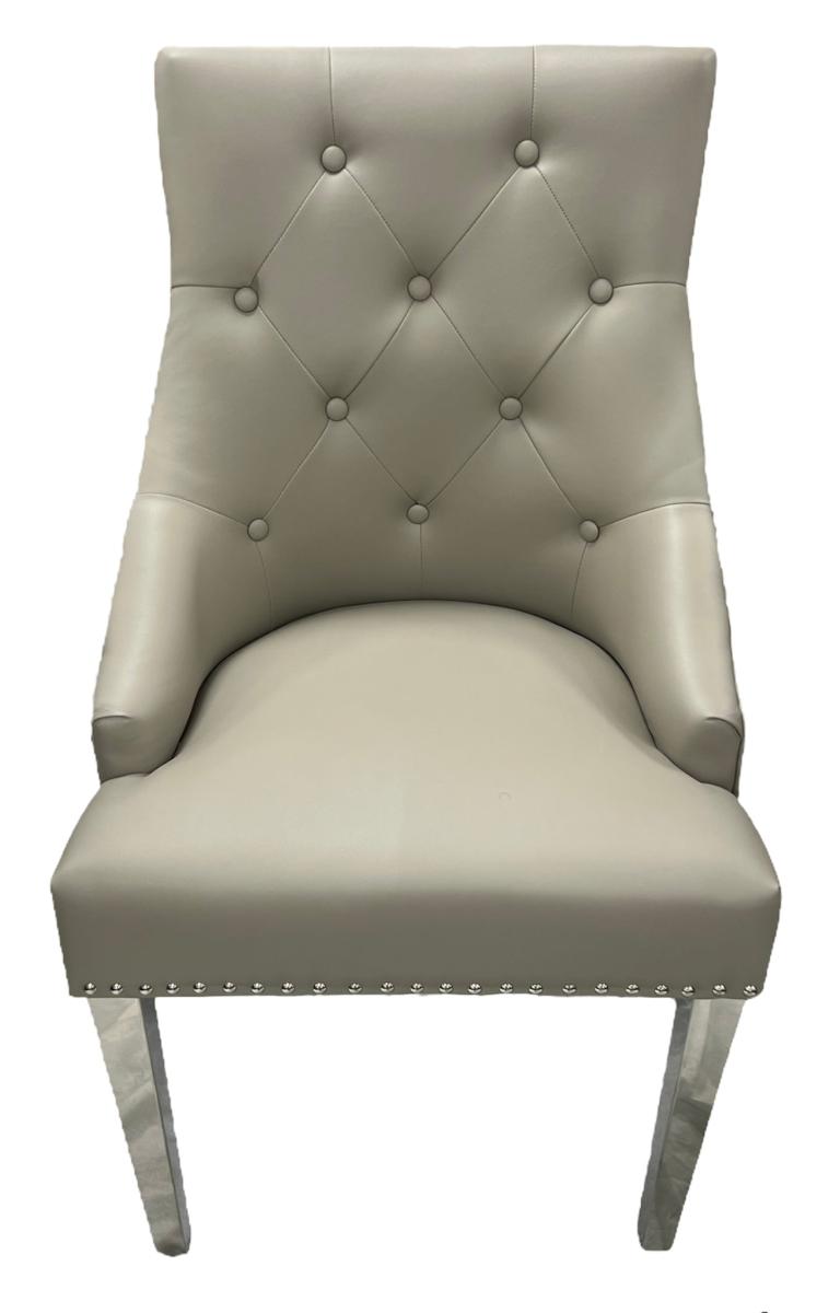 Roma PU Chair (Lion Knocker/Chrome Legs) — Dining Chairs handmade to order by Langham Furniture, image 11 of 17