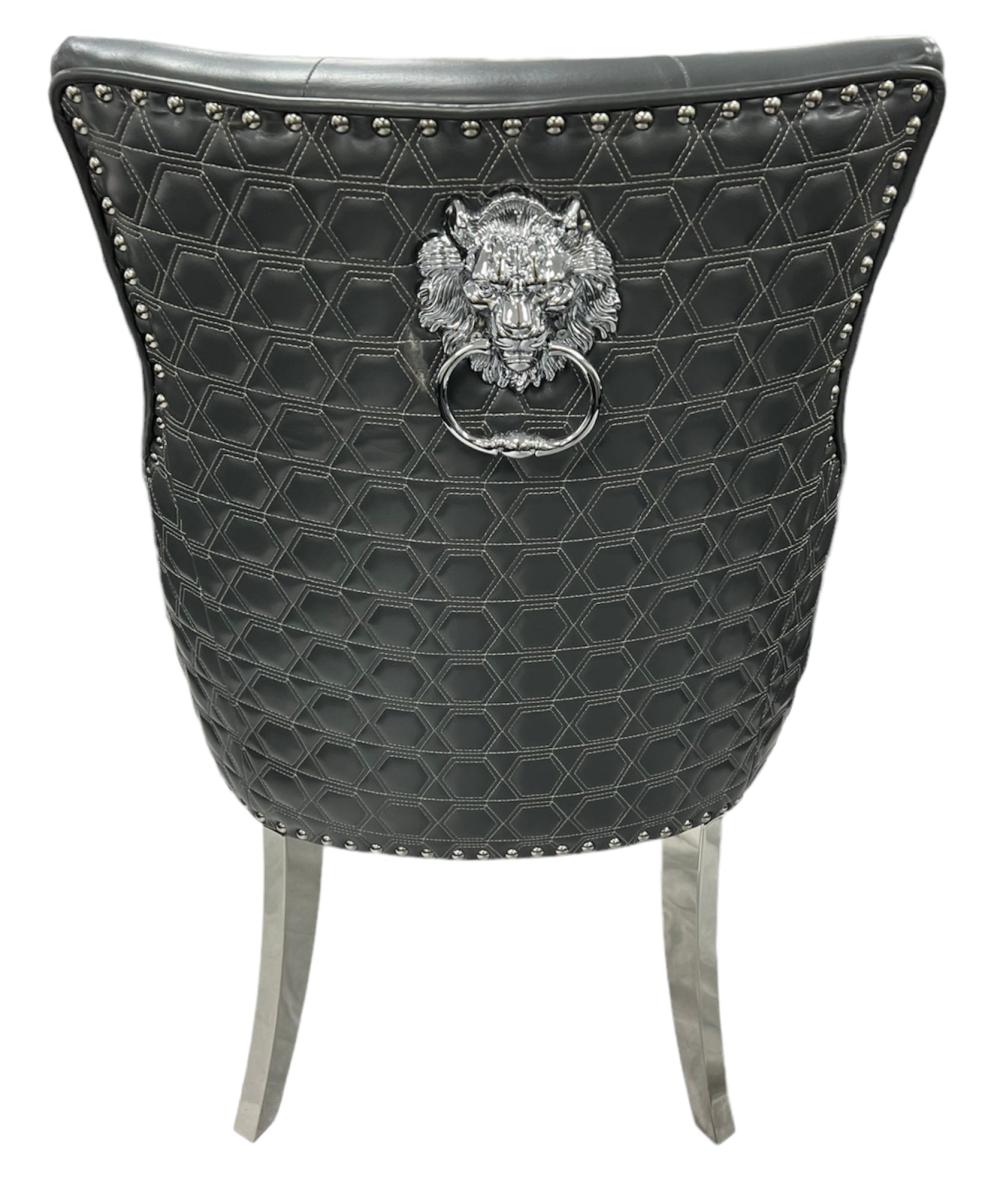 Roma PU Chair (Lion Knocker/Chrome Legs) — Dining Chairs handmade to order by Langham Furniture, image 13 of 17