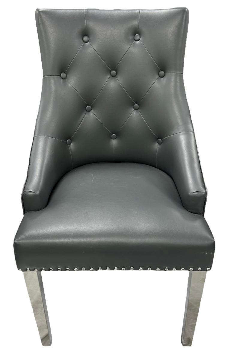 Roma PU Chair (Lion Knocker/Chrome Legs) — Dining Chairs handmade to order by Langham Furniture, image 14 of 17