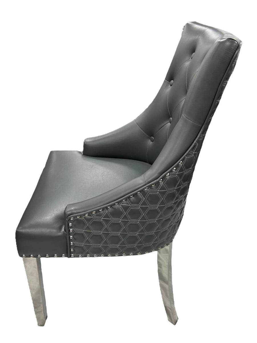 Roma PU Chair (Lion Knocker/Chrome Legs) — Dining Chairs handmade to order by Langham Furniture, image 16 of 17