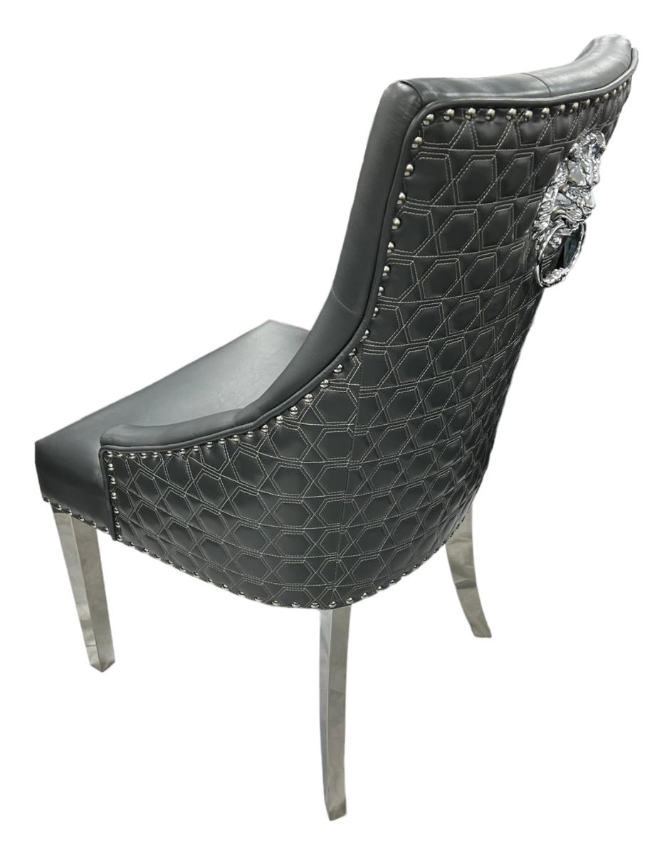 Roma PU Chair (Lion Knocker/Chrome Legs) — Dining Chairs handmade to order by Langham Furniture, image 17 of 17