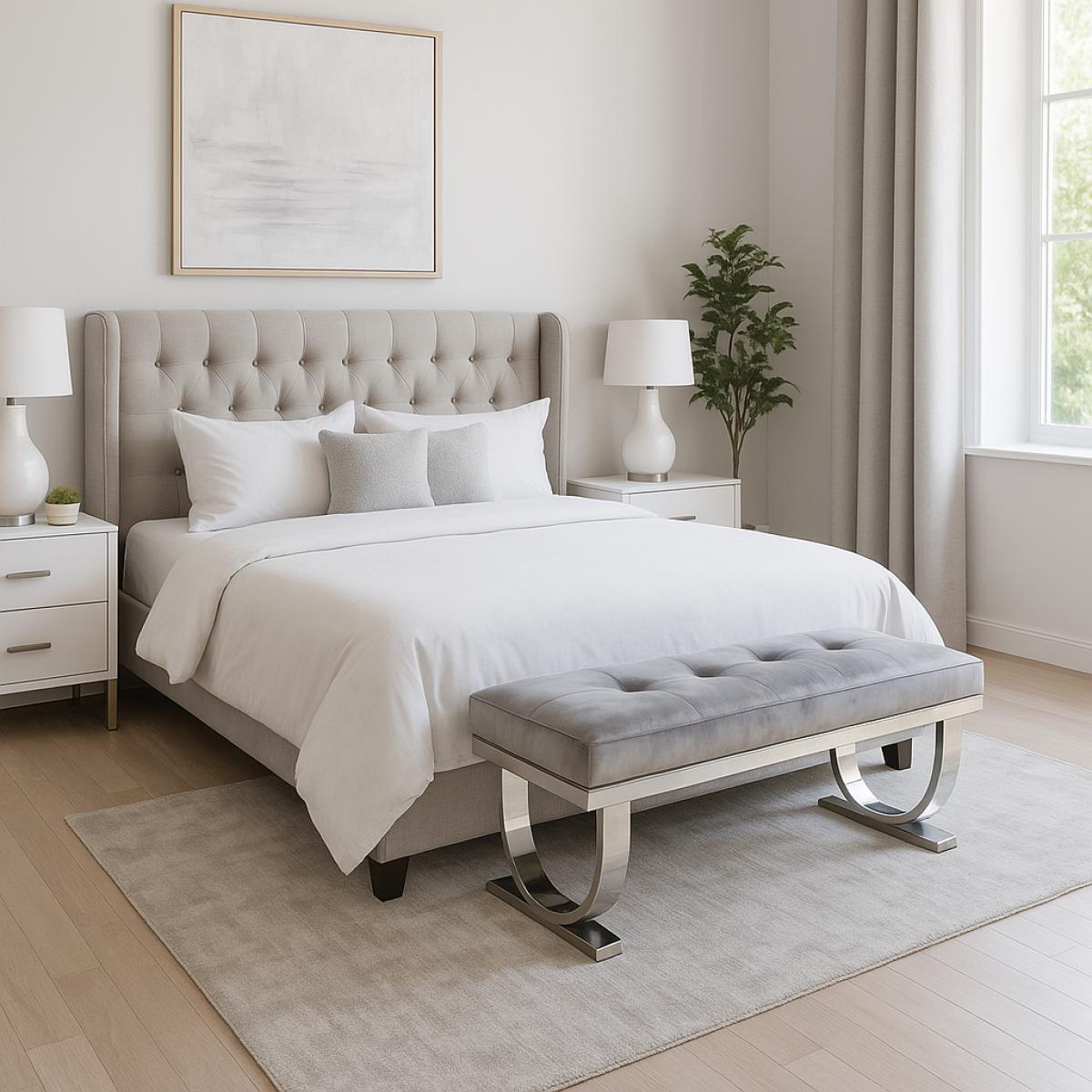 Chelsea Dark Grey Bench 130/180cm — Benches handmade to order by Langham Furniture, image 1 of 6