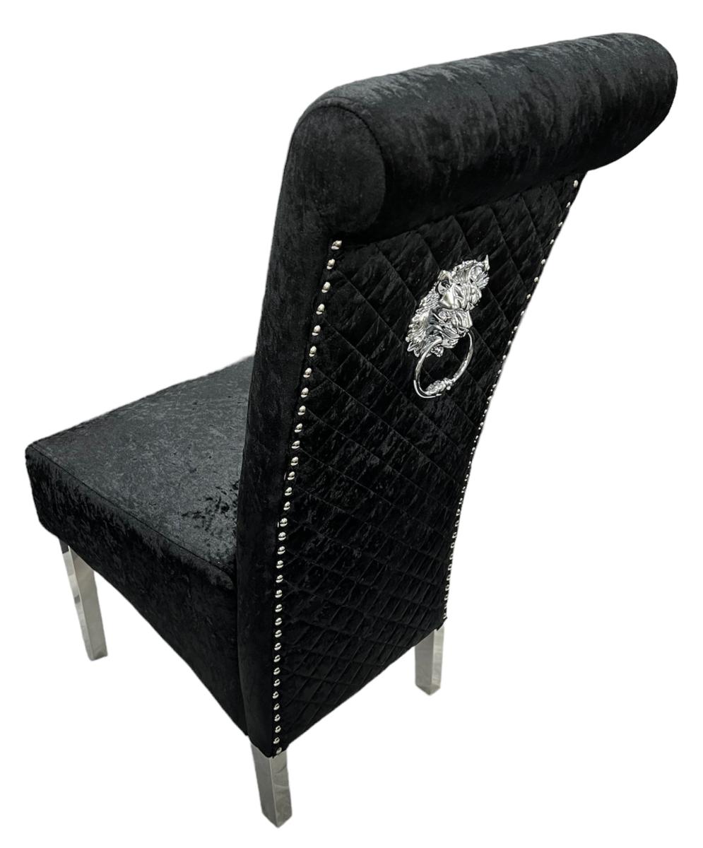 Lucy 01 Chair (Lion Knocker/Chrome Legs) — Dining Chairs handmade to order by Langham Furniture, image 6 of 14