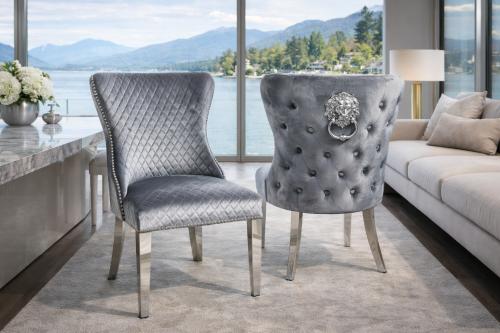 Lewis Chair (Lion Knocker/Chrome Legs) — Dining Chairs handmade to order by Langham Furniture