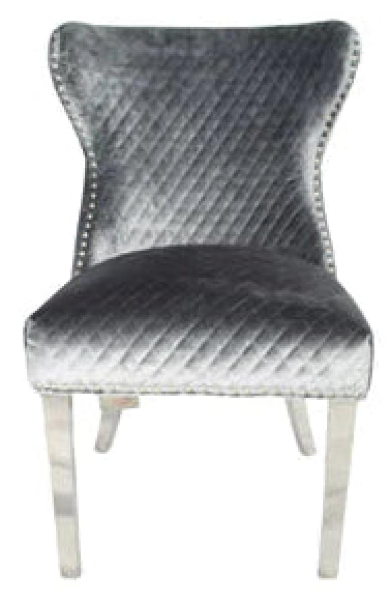 Lewis Chair (Lion Knocker/Chrome Legs) — Dining Chairs handmade to order by Langham Furniture, image 5 of 12
