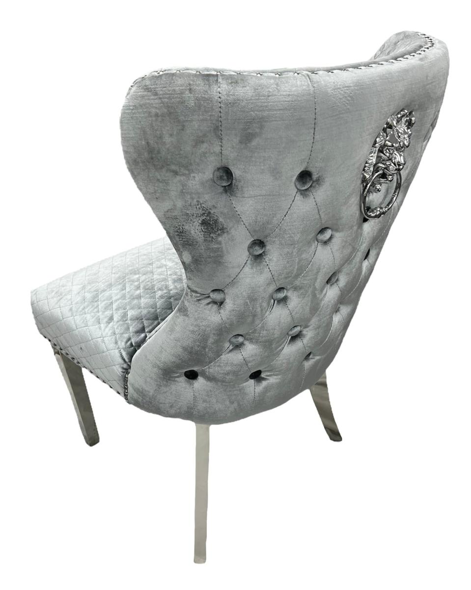 Lewis Chair (Lion Knocker/Chrome Legs) — Dining Chairs handmade to order by Langham Furniture, image 6 of 12