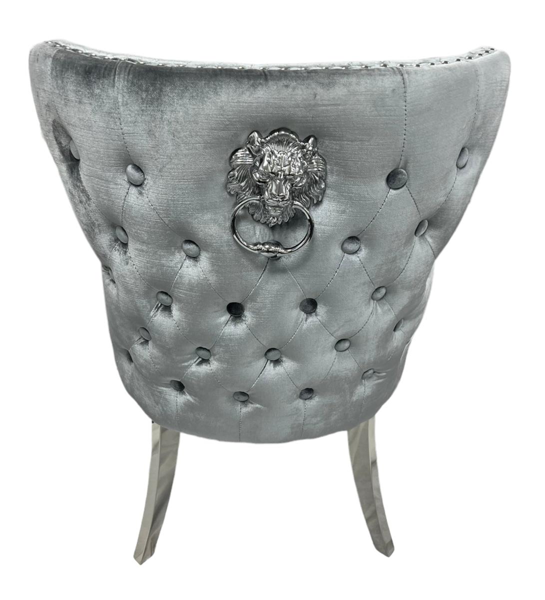 Lewis Chair (Lion Knocker/Chrome Legs) — Dining Chairs handmade to order by Langham Furniture, image 7 of 12