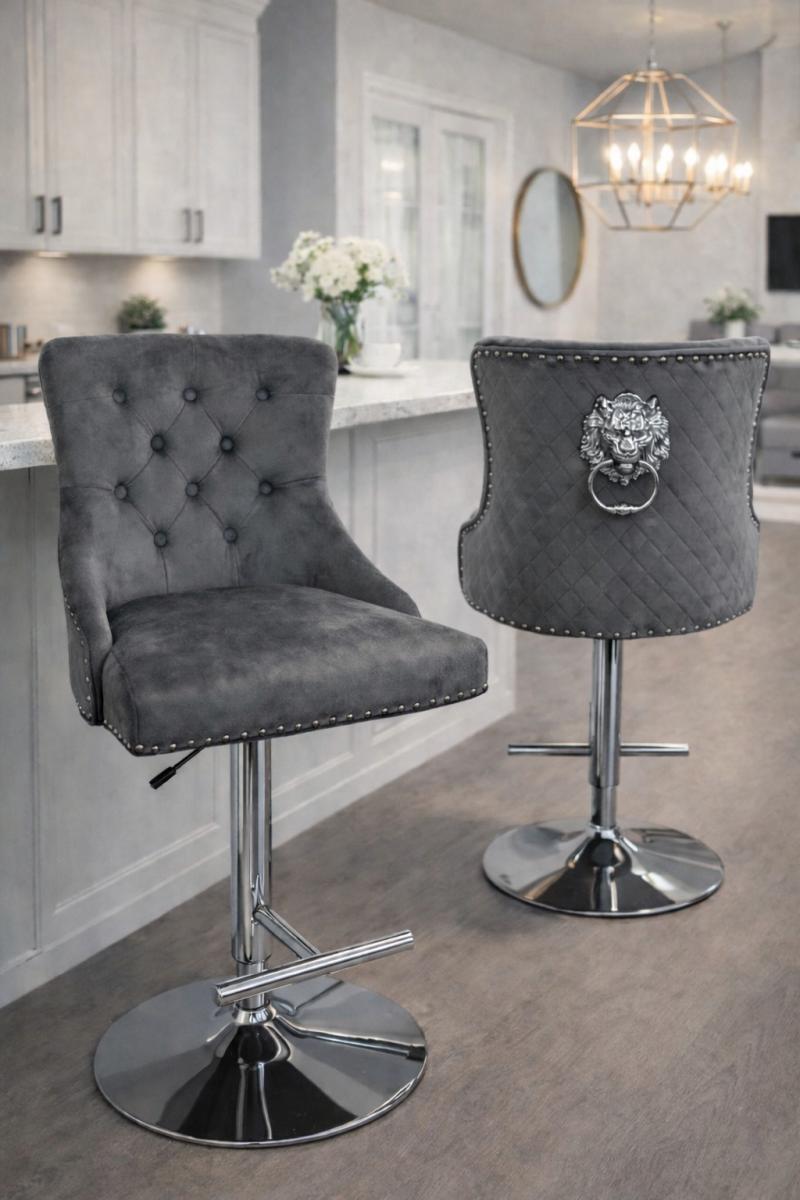 Mayfair Bar Stool (Lion Knocker) — Bar Stools handmade to order by Langham Furniture, image 1 of 16