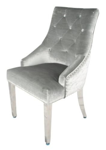 Roma Chair (Lion Knocker/Chrome Legs) — Dining Chairs handmade to order by Langham Furniture