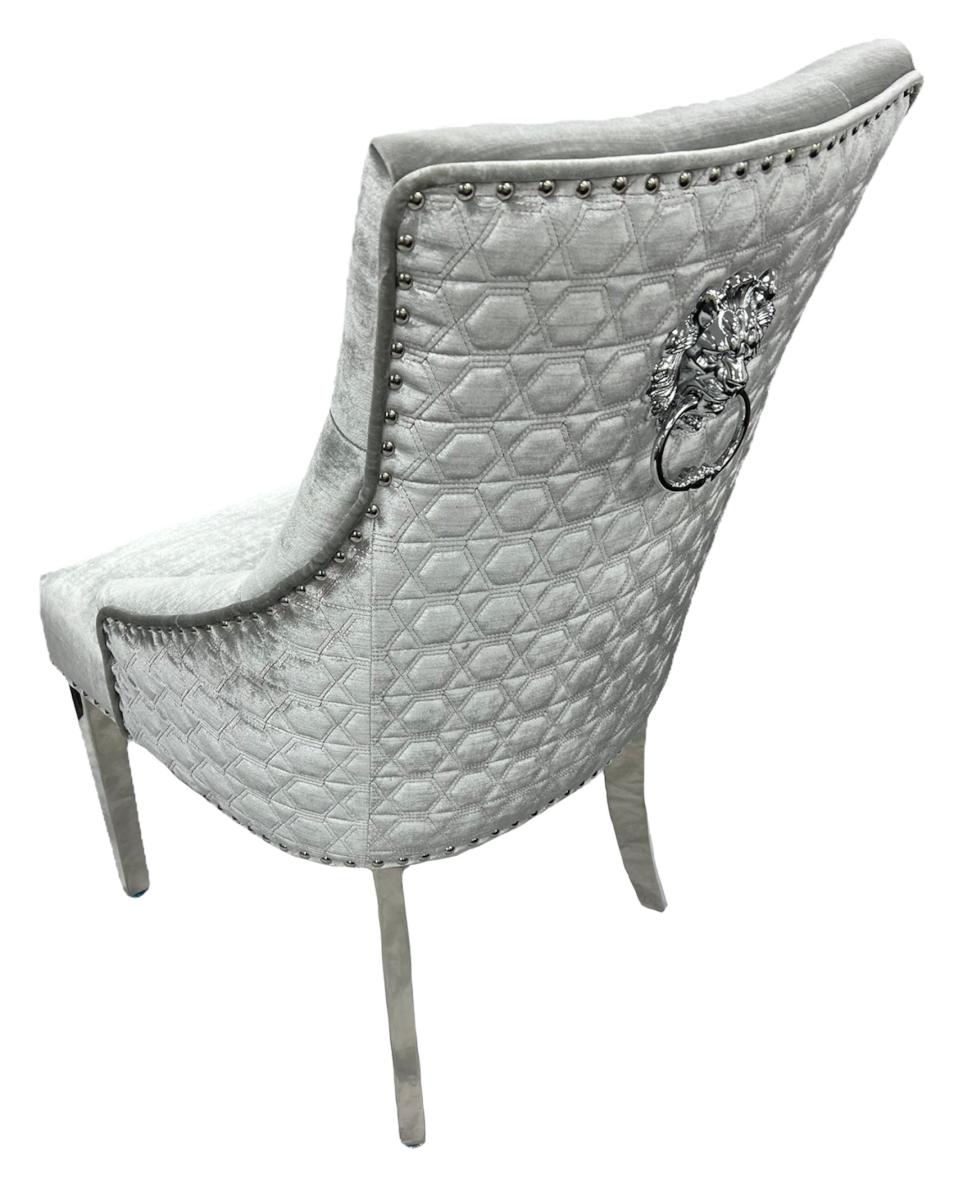 Roma Chair (Lion Knocker/Chrome Legs) — Dining Chairs handmade to order by Langham Furniture, image 5 of 23