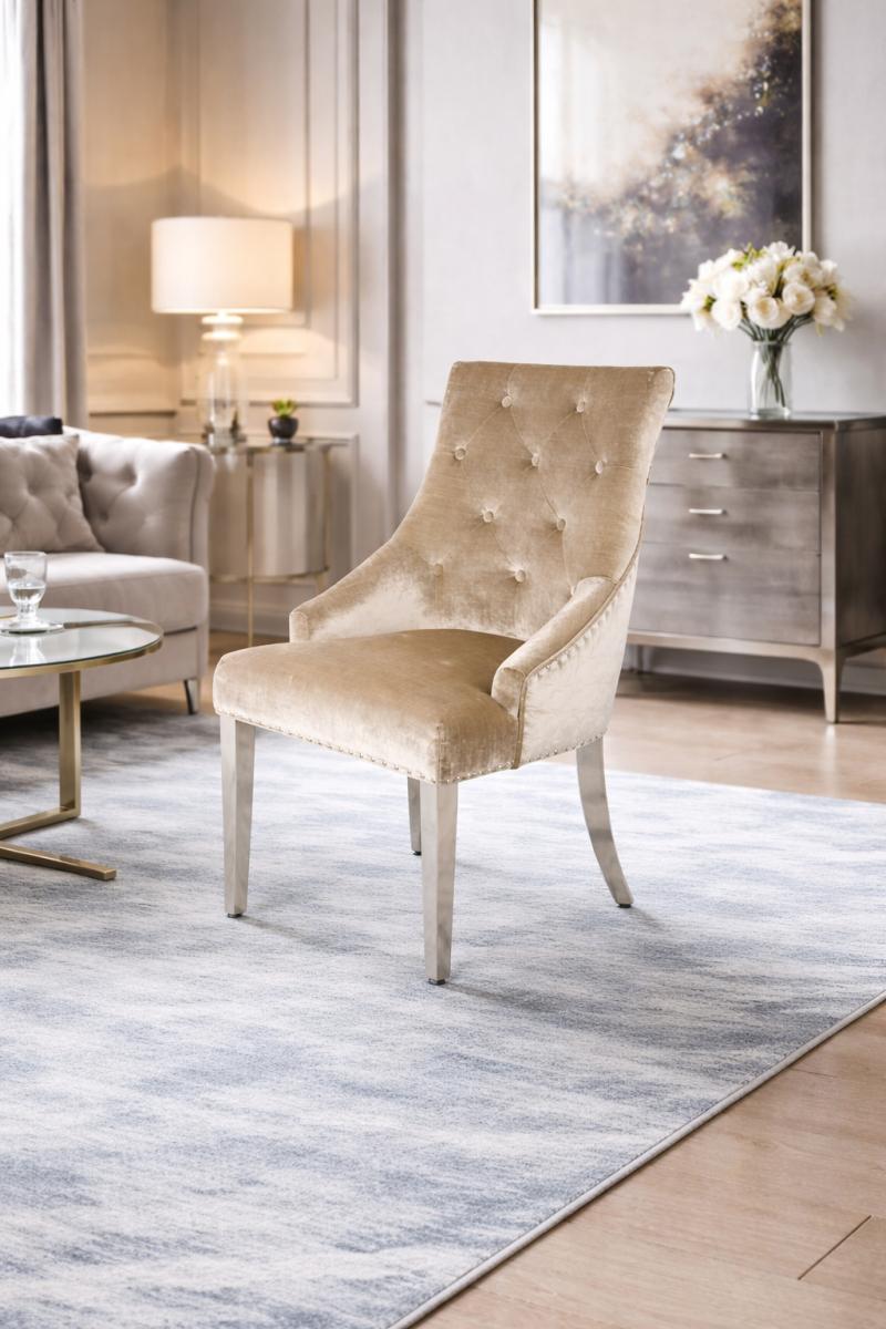 Roma Chair (Lion Knocker/Chrome Legs) — Dining Chairs handmade to order by Langham Furniture, image 11 of 23