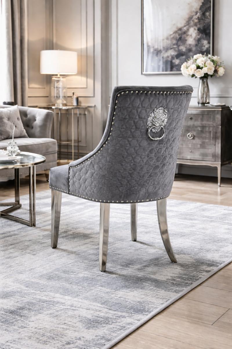 Roma Chair (Lion Knocker/Chrome Legs) — Dining Chairs handmade to order by Langham Furniture, image 12 of 23
