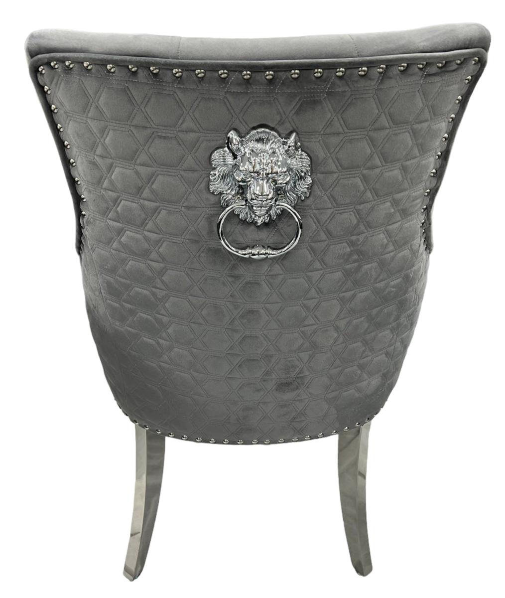 Roma Chair (Lion Knocker/Chrome Legs) — Dining Chairs handmade to order by Langham Furniture, image 21 of 23