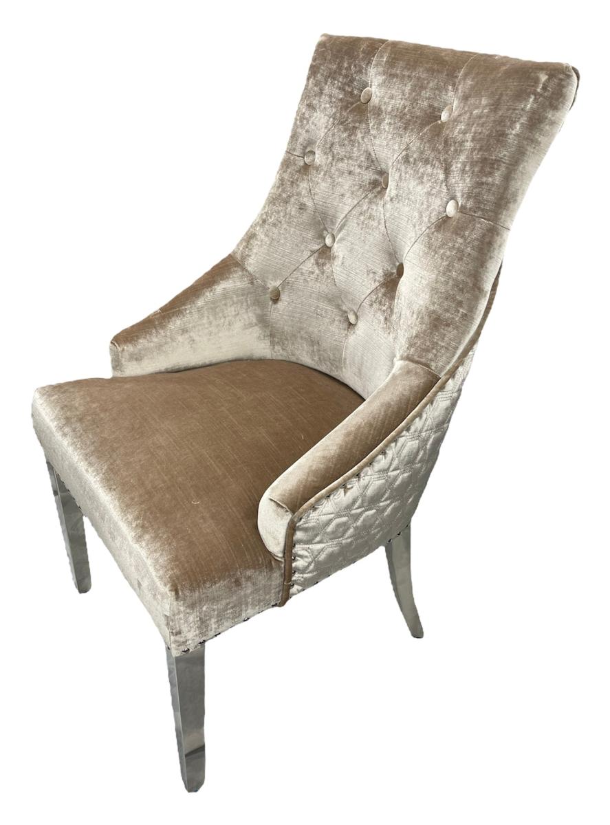 Roma Chair (Lion Knocker/Chrome Legs) — Dining Chairs handmade to order by Langham Furniture, image 22 of 23