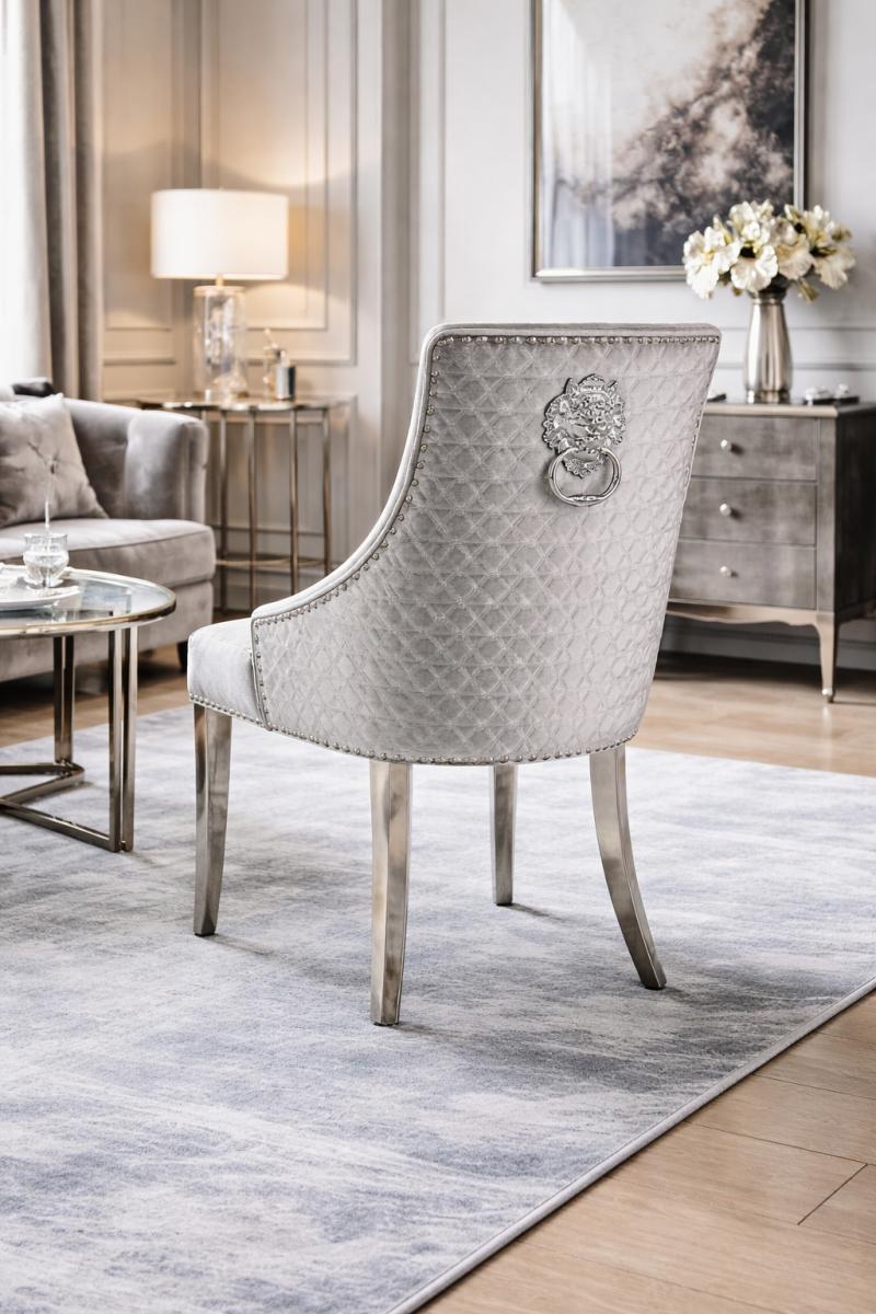Roma Chair (Lion Knocker/Chrome Legs) — Dining Chairs handmade to order by Langham Furniture, image 23 of 23