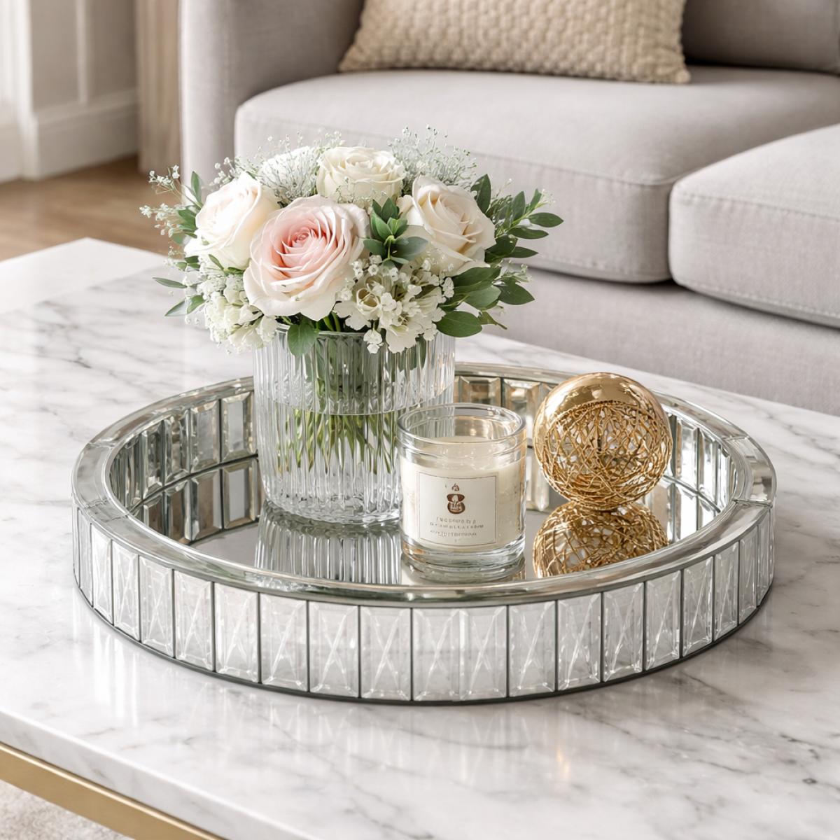 Mirror Tray (Round) — Mirror Ornaments handmade to order by Langham Furniture, image 1 of 4